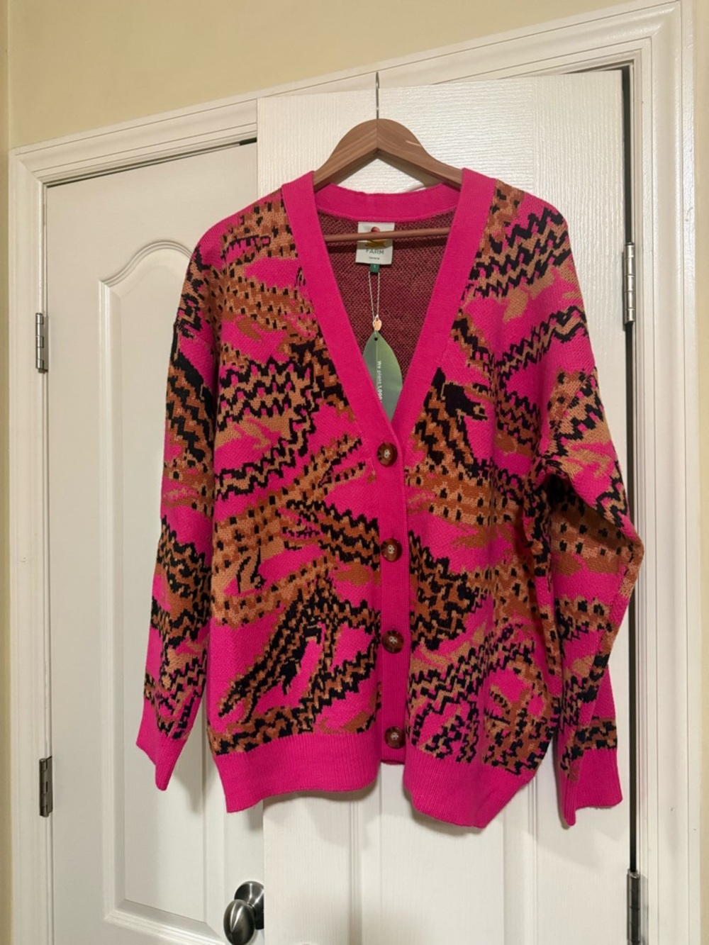 Farm Rio Croco Pink Knit Cardigan